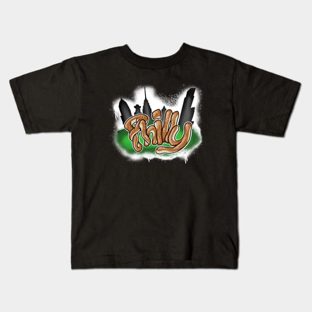 Philly pretzel jawn Kids T-Shirt by Rosebear